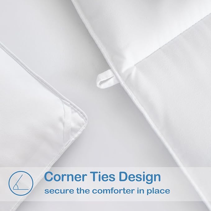 EASELAND California King Down Alternative Comforter, White, 96x104 | Quilted Duvet Insert for All Seasons, Soft Lightweight Bedding with Corner Tabs, Breathable Machine Washable Hotel Quality