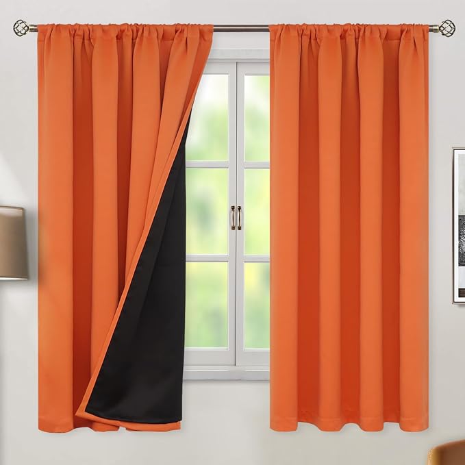 BGment Burnt Orange Blackout Curtains for Bedroom 63 Inch Length 2 Panels | Thermal Insulated, Full Room Darkening Noise Canceling, Living Room Curtains with Rod Pocket, 42 x 63 Inch
