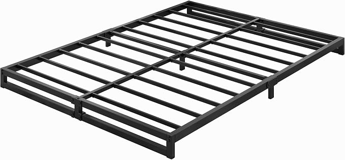 Lutown-Teen 4 Inch Bed Frame Queen Size with Heavy Duty Steel Slat Support | Metal Platform Queen Bed Frame No Box Spring Needed, Easy Assembly, Black