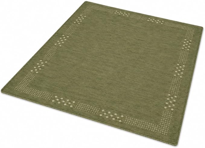 HAND KNOTTED LOOM WOOL ECO-FRIENDLY AREA RUGS - 10'x10', Square Shape, Green Color, Contemporary Modern Design, High Pile Thick Handmade Anti Skid Area Rugs for Living Room, Bed Room (L00530)