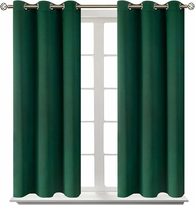 BGment Blackout Curtains for Bedroom - Grommet Thermal Insulated Room Darkening Drapes for Living Room, Set of 2 Panels (38 x 45 Inch, Emerald Green) | Grommet top, Blackout, Room Darkening, Sunblock, Thermal Insulated, Window Drapes for Kitchen, 38x45...