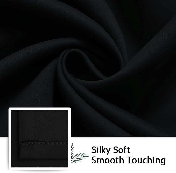 SimpleHome Black 100% Blackout Curtains Room Darkening Living Room 84 Inch | Curtains for Bedroom,Thermal Insulated Grommet Window Drapes,Curtains for Living Room with Black Back,62 x 84 Inch,2 Panels