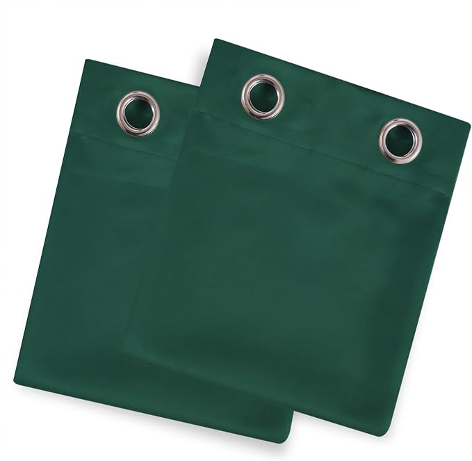 Blackout Curtains 66 x 72 Inch Long Dark Green Curtains Set of 2 Panels Room Darkening Curtains for Bedroom and Living Room