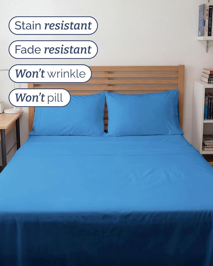 Full XL Sheets - 4 Piece Full XL Sheet Set - Cool & Breathable - Royal Blue | Hotel Luxury Bedding for Women & Men with Deep Pockets, Ultra-Soft, Comfy, Easy-Fit, Wrinkle Free & Fade Resistant, Oeko-Tex