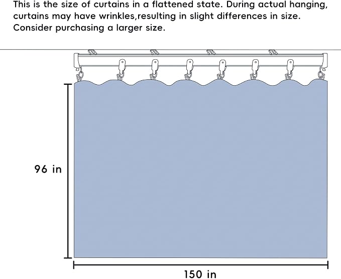 MaKefeile Room Divider Curtains Total Blackout Privacy Curtain Panel Room Thermal Insulated Noise Reduction Curtains for Bedroom Window Living Room Ceiling Track Curtain W 12.5 ft × H 8ft Azure Blue