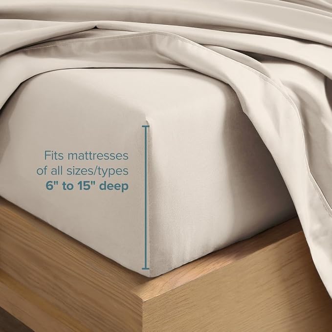 Bare Home Sheet Set - 1800 Ultra-Soft (Split Cal King, Wheat) | Deep Pockets 6 to 15 Inches, Breathable, Hypoallergenic, Hotel Luxury, Easy Fit, Soft, All-Season