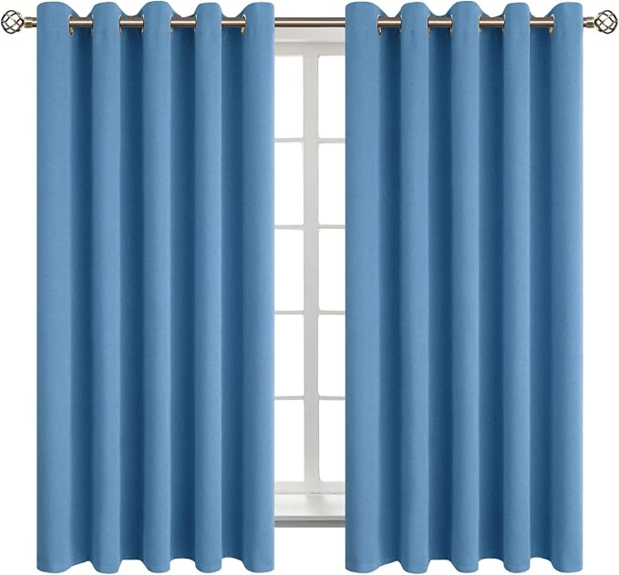 BGment Denim Blue Blackout Curtains for Bedroom 63 Inch Long - 2 Panels | Grommet Top, Black Out, Room Darkening, Sunblock, Thermal Insulated, Window Drapes for Kids Boys Room, 70x63 Inch