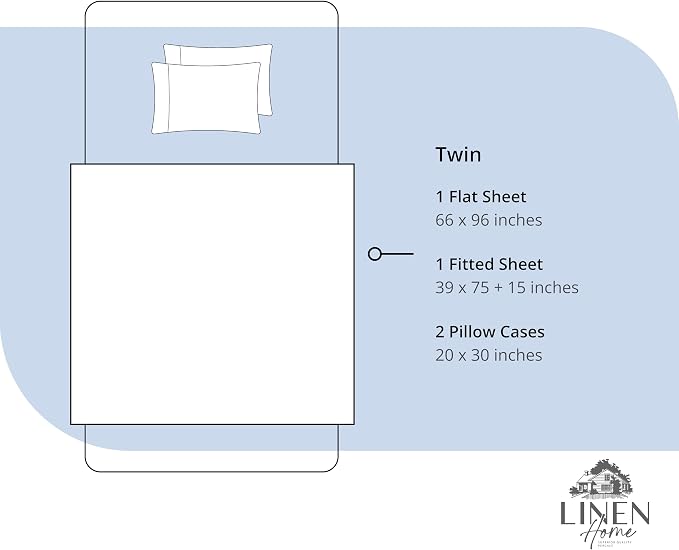 Linen Home 4 Piece Twin Cotton Sheet Set, 100% Cotton Percale, 2 Pillowcases, Deep Pocket with All Around Elastic Sheet, Crisp Breathable Bedding, Hotel Luxury, Long-Staple Combed Cotton, Dark Blue