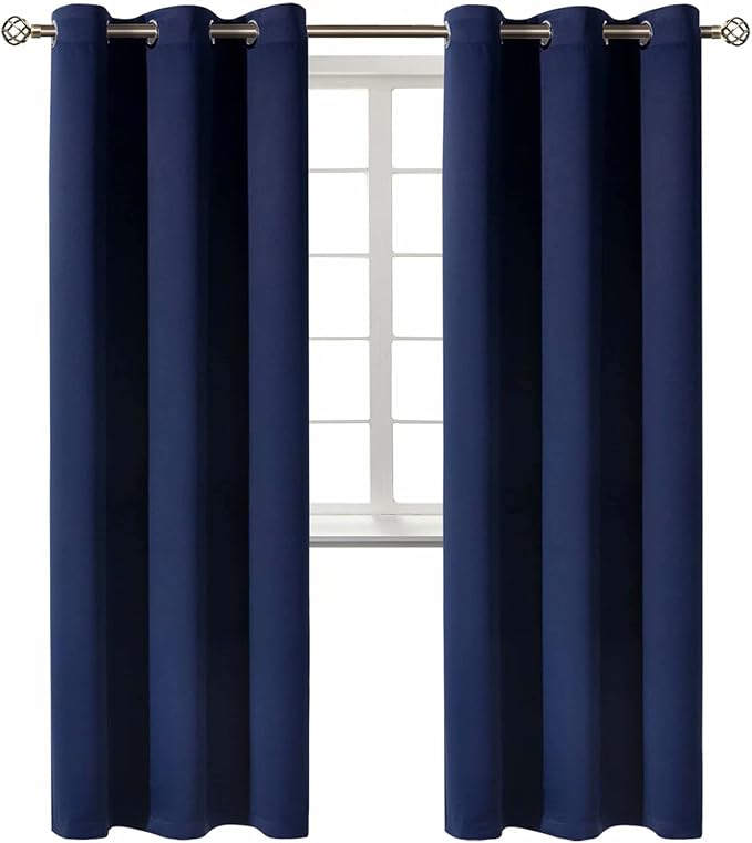BGment Navy Blue Blackout Curtains for Living Room 84 Inch Long - 2 Panels | Grommet Top, Black Out, Room Darkening, Sunblock, Thermal Insulated, Window Drapes for Bedroom, 42x84 Inch