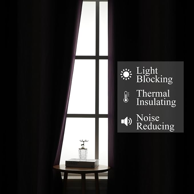 Black and Purple Ombre Blackout Curtains 96 Inch Length | Room Darkening Curtains for Bedroom, Thermal Insulated,Energy Saving,Grommet Window Drapes for Living Room,52Wx96L,2 Panels