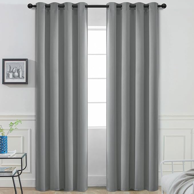 Yakamok Room Darkening Curtains 52x96 inch Length Dove Grey-Living Room | 2 panels,grommet blackout window treatment,thermal insulated,light blocking drapes,privacy protection,bedroom dining room