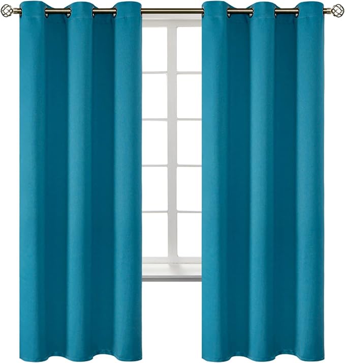 BGment Peacock Blue Blackout Curtains for Bedroom 72 Inch Long - 2 Panels | Grommet Top, Black Out, Room Darkening, Sunblock, Thermal Insulated, Window Drapes for Kids Boys Room, 42x72 Inch