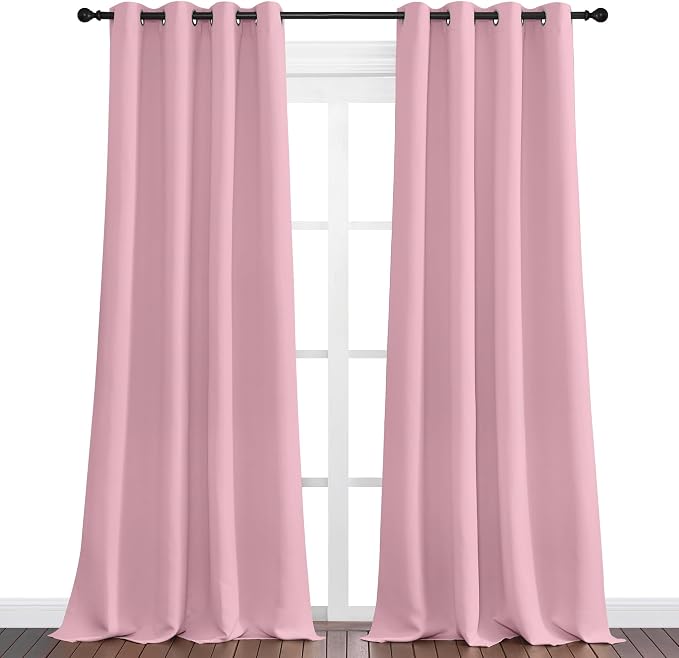 NICETOWN Blackout Curtains for Office 2 Panels 55 x 120-inch Crystal Pink | 120" Long for Dining Room, Guest Room, Sound Reducing Heat and Cold Block Curtain Panels for Modern Room Decorative