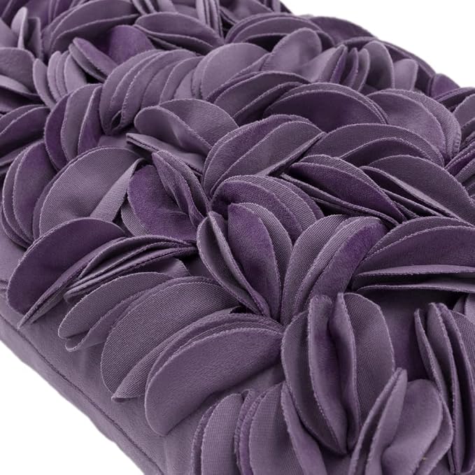 KINGROSE Hand Crafted Stereo Flower Throw Pillow Cover Rectangular Cushion Cover Soft Pillow Case for Sofa Couch Chair Bed Living Room Office 12 x 20 Inches Velvet Purple
