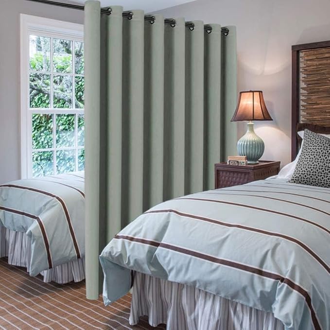 H.VERSAILTEX Blackout Patio Curtains 100 x 90 Inches for Sliding Door Extral Wide Blackout Curtain Panels Thermal Insulated Room Divider - Grommet Top, 7.5' Tall by 8.3' Wide - Light Sage