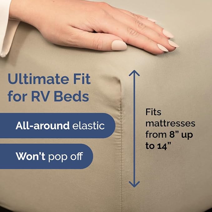 Short Queen Size 4 Piece Bed Sheet Set - RV Short Queen Sheets - Beige | Ultra-Soft, Breathable & Cooling Bed Sheets Set with Deep Pockets, Hotel Luxury Bedding for Women & Men, Wrinkle & Fade Free