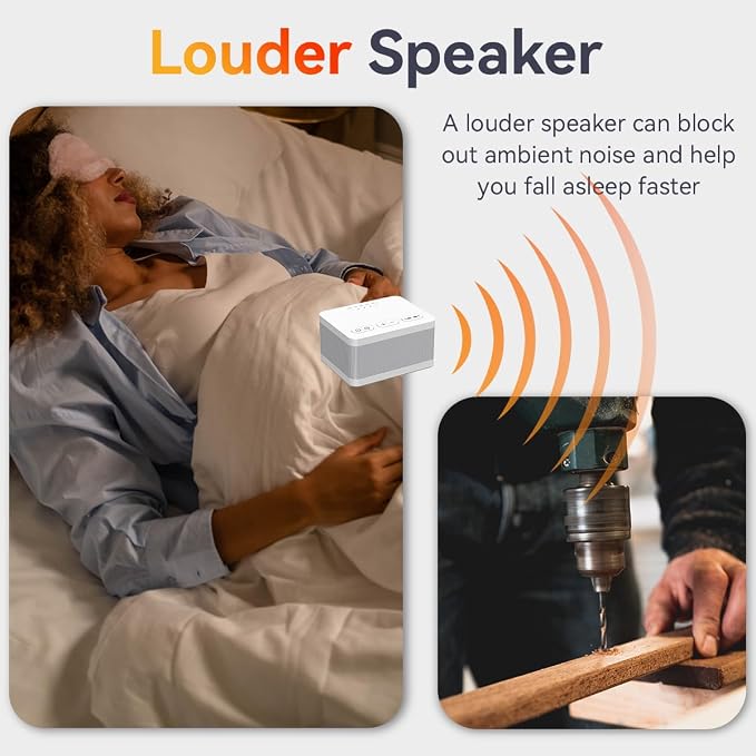 DailyBody Sound Machine White Noise Machine with 30 Soothing Sounds 32 Levels Volume 5 Timers and Memory Function Effectively Blocks Noise Ideal Sleep Machine for Baby Kids Adults… (White)