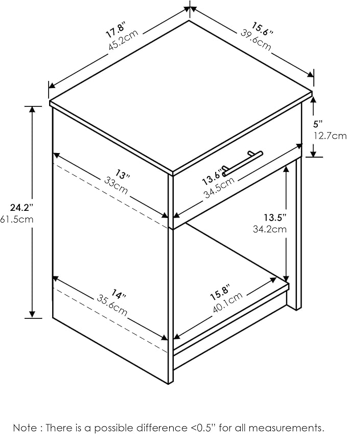 Furinno Tidur Nightstand, French Oak Grey