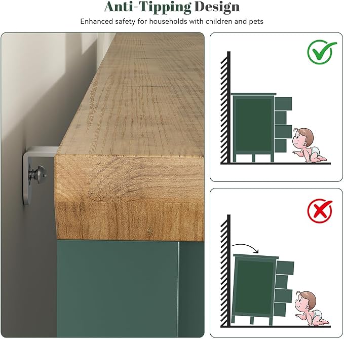 CARPETNAL 55" Green Dresser for Bedroom with 8 Drawer & Deep Drawers | Large Storage Modern Chest of Drawers with Metal Handles for Living Room, Hallway