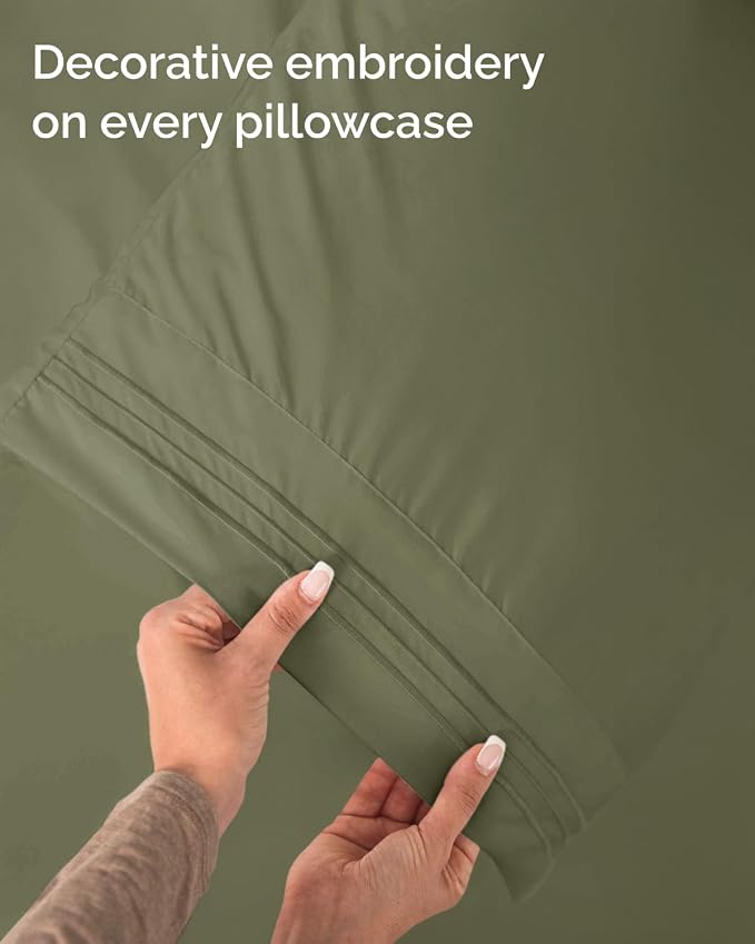 Twin Size 3 Piece Sheet Set - Breathable & Cooling Sheets - Sage Green | Hotel Luxury Bed Sheets for Women & Men, Deep Pockets, Easy-Fit, Extra Soft and Wrinkle Free Sheets, Oeko-Tex Bed Sheet Set