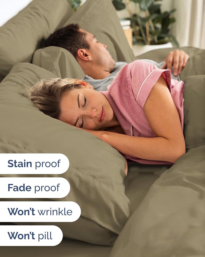 Flex Top Split Head King Sheet Set - 4 Piece Extra Deep Sheets - Khaki | Easily Fits 18 to 24 inch Mattress, Ultra Soft, Wrinkle & Fade Free with Extra Deep Pockets, Comfy Hotel Luxury Bedding