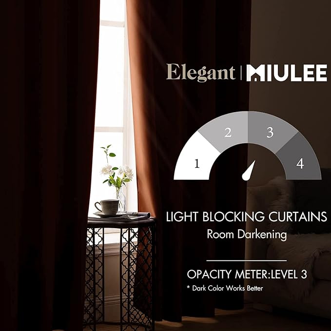 MIULEE Rust Blackout Bedroom Curtains Drapes 84 Inch Long 52"x84" | Grommet Top, Room Darkening Window Drapes, Privacy Protection, Thermal Insulated, Heat Blocking, Light Blocking