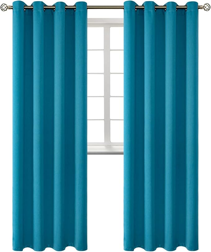 BGment Peacock Blue Blackout Curtains for Living Room 95 Inch - 2 Panels | Grommet Top, Black Out, Extra Long, Room Darkening, Sunblock, Thermal Insulated, Window Drapes for Bedroom, 52x95 Inch