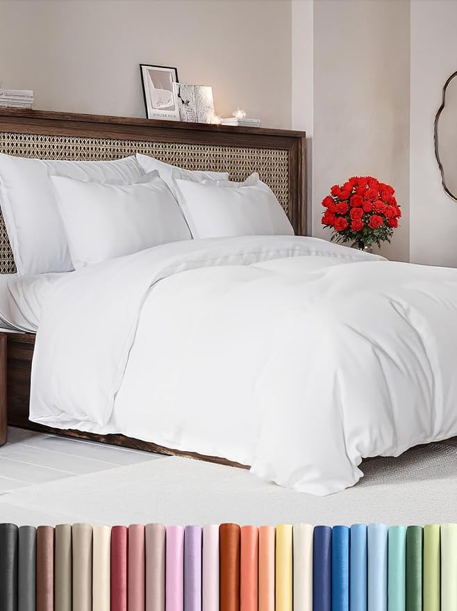 Duvet Cover Queen Size - Extra Soft 3 Piece with Zipper Closure - White | Extra Soft, Breathable, Queen Duvet Cover 90" x 90" with 2 Pillow Shams, Zipper Closures & Ties, Women, Men, Kids & Teens