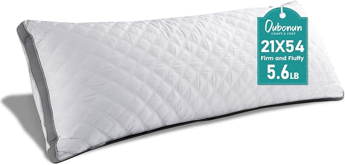 Oubonun Full Body Pillow for Side Sleeper, Adjustable Firm Long Bed Pillow | Extra Fill Plush Support - Large Quilted Loft Insert for Pregnancy Contour, Breathable Sweat-Absorbing Skin-Friendly Cushion