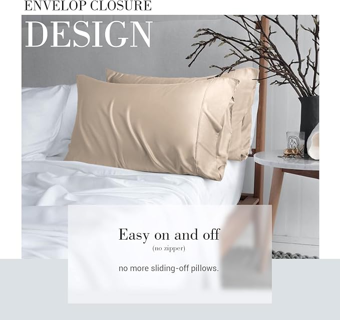 WishSmile Taupe Cooling Pillowcases King Pillow Cases Set of 2,Hair and Skin Friendly,20x36 inches