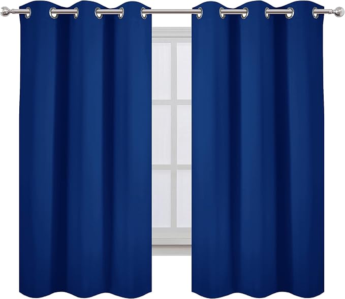 Blackout Curtains 40 x 63 inch/Royal Blue Curtains Set of 2 Panels/Thermal Insulated Room Darkening Bedroom Curtains