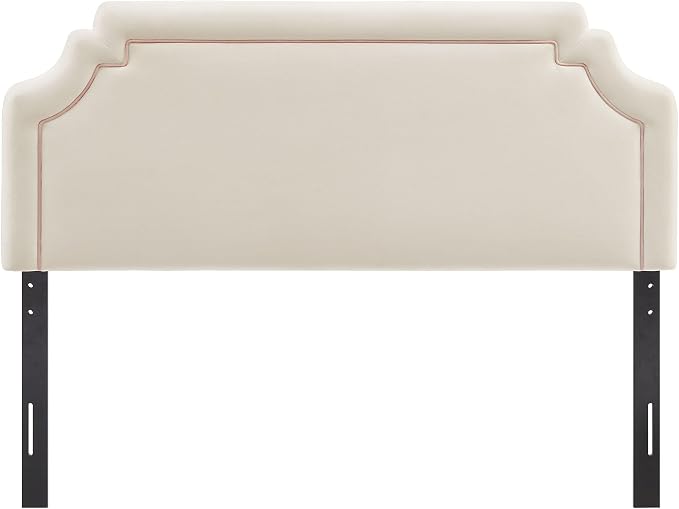 Modway Magnolia King Size Stain-Resistant Performance Velvet Headboard in Alabaster Pink - Padded Cushioned Headboard with Adjustable Mounting Positions