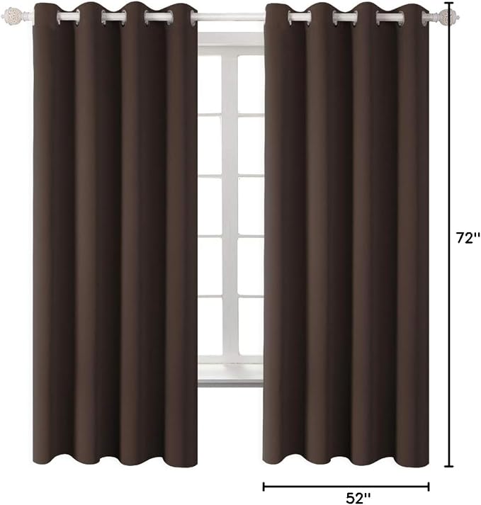 BGment Blackout Curtains for Bedroom - Grommet Thermal Insulated Room Darkening Curtains for Living Room, Set of 2 Panels (52 x 72 Inch, Brown) | Grommet Top, Black Out, Room Darkening, Sunblock, Thermal Insulated, Window Drapes for Kids Boys Room, 52x...