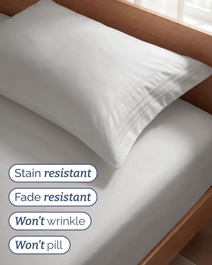 Twin Size 3 Piece Sheet Set - Breathable & Cooling Sheets - French Grey | Hotel Luxury Bed Sheets for Women & Men, Deep Pockets, Easy-Fit, Extra Soft and Wrinkle Free Sheets, Oeko-Tex Bed Sheet Set