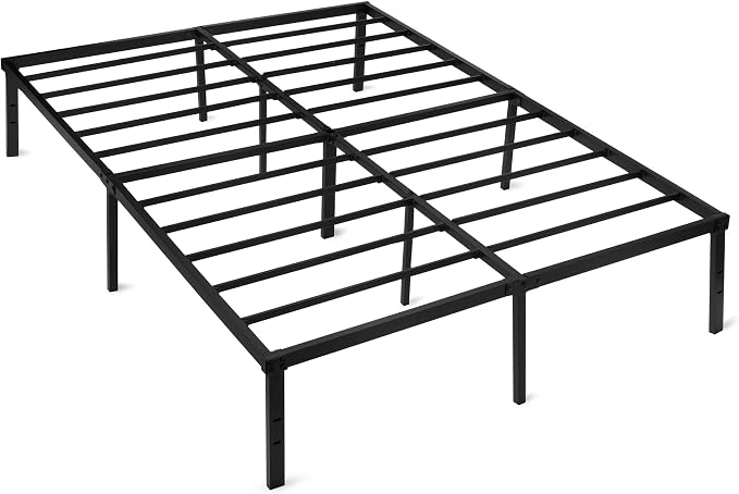 Amazon Basics - Metal Bed Frame, Non-Foldable Platform Bed, Easy Assembly, Full, 54W x 75L in, Black