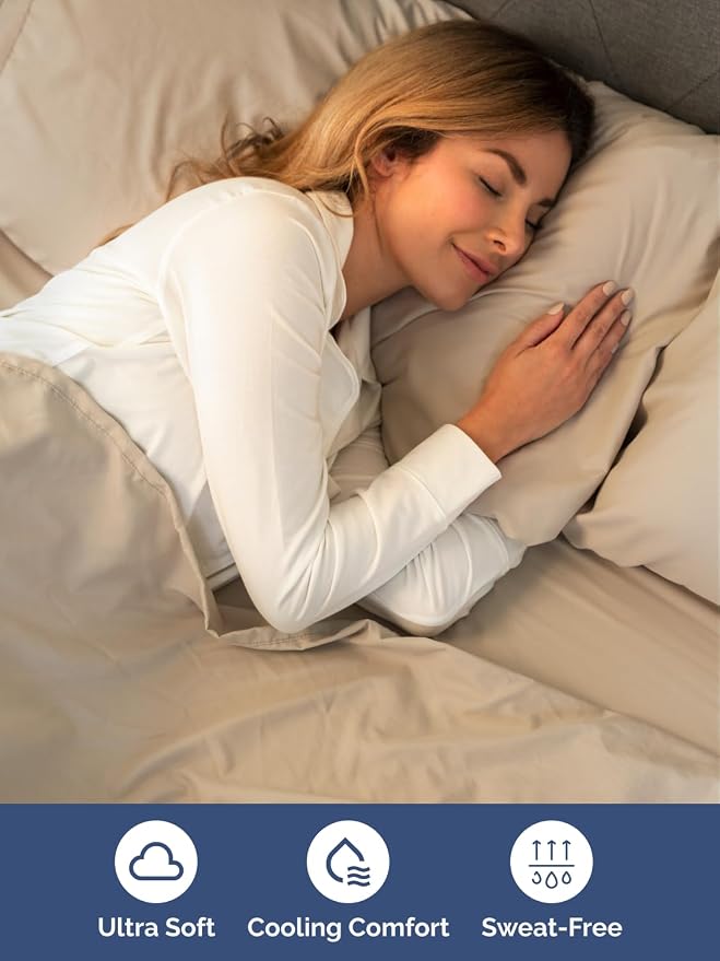 Extra Deep Split King Sheet Set - 5 Piece Breathable Cooling Sheets - Cream | Easily Fits 18 to 24 inch Mattress - Ultra Soft, Wrinkle & Fade Free with Extra Deep Pockets - Comfy Hotel Luxury Bedding