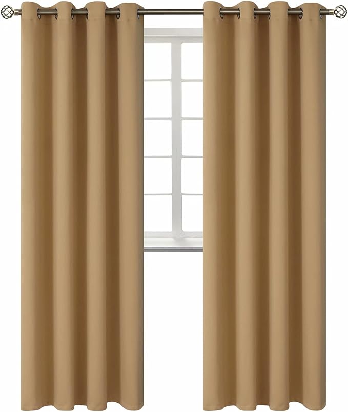 BGment Khaki Room Darkening Curtains 95 Inch for Living Room - 2 Panels | Grommet Top, Extra Long, Light-Blocking, Sunblock, Thermal Insulated, Window Drapes for Bedroom, 52x95 Inch