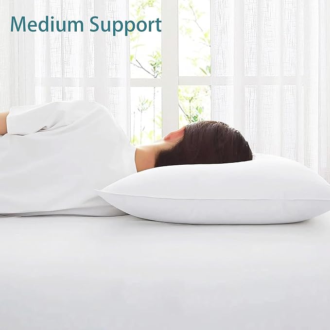 Acteb Flat Thin Pillows Queen Size Set of 2 Pack Bed Basic Sleeping Pillow for Stomach Sleeper 20x30 Inches