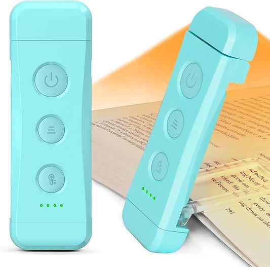 Glocusent USB Rechargeable Book Light for Reading in Bed, LED Reading Light | Up to 160 Hrs,3 Amber Colors & 5 Brightness Dimmable, Compact &Long Lasting, Eye-Caring,Women Book Lovers Gifts, Christmas