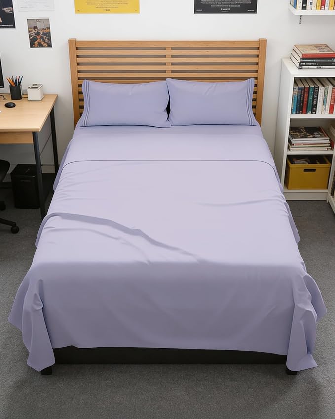 Full XL Sheets - 4 Piece Full XL Sheet Set - Breathable - Light Lavender | Hotel Luxury Bedding for Women & Men with Deep Pockets, Ultra-Soft, Comfy, Easy-Fit, Wrinkle Free & Fade Resistant, Oeko-Tex