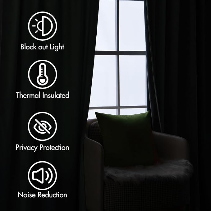 MIULEE Sage Green Velvet Curtains 52x63 inches Luxury Blackout Curtains | Thermal Insulated, Super Soft Window Drapes for Bedroom Living Room, Rod Pocket & Back Tab