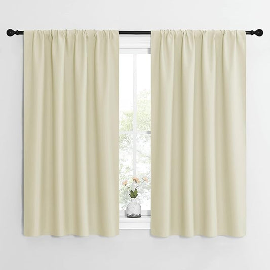 NICETOWN Kitchen Curtains, Short Blackout Curtains & Drapes, Home Decoration Privacy Thermal Insulated Curtains for Unicorn Theam Room (Beige, 42" Wide, 54" Long, 2 PCs)