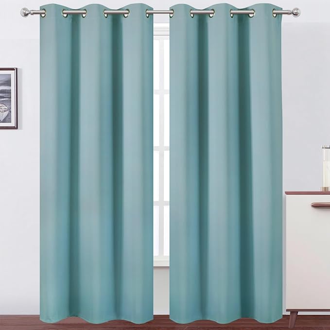 Stone Blue Thermal Blackout Curtains/38 x 84 Inch/Set of 2 Panels Room Darkening Curtains for Bedroom