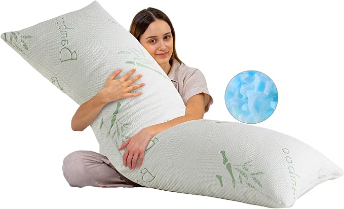 HOXXME Body Pillow for Adults Shredded Memory Foam Long Full Body Pillow for Sleeping with Breathable Cover Firm Hug Large Pillows for Side/Back Sleepers 20x54
