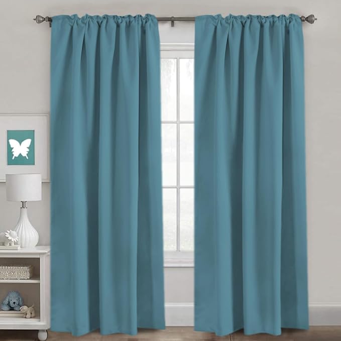 H.VERSAILTEX Blackout Curtains Thermal Insulated Window Treatment Panels Room Darkening Blackout Drapes for Living Room Back Tab/Rod Pocket Bedroom Draperies (2 Panels, Storm Blue, 52 x 84 Inch)