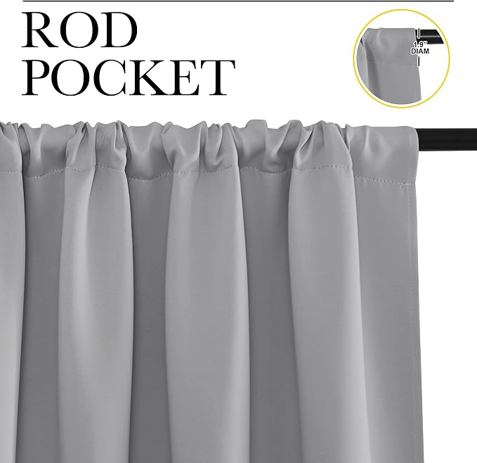 NICETOWN RV Blackout Curtains for Camper Windows, Short Room Darkening Drapes for Kitchen, Home Decoration Thermal Insulated Blackout Blinds for Small Windows (Silver Grey, 2 Panels, W34 x L36)