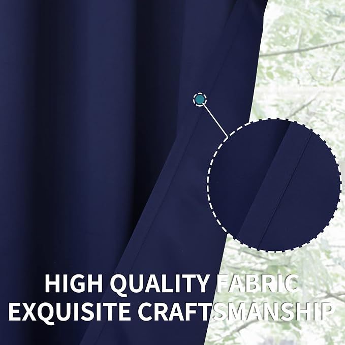 BGment Navy Blue Blackout Curtains for Bedroom 63 Inch Long - 2 Panels | Grommet Top, Black Out, Room Darkening, Sunblock, Thermal Insulated, Window Drapes for Kids Boys Room, 70x63 Inch