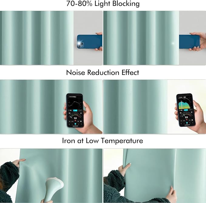 MIULEE Aqua Back Tab Blackout Curtains 52x108 Inch Long 2 Panels Set | Rod Pocket Pinch Pleated, Thermal Insulated, Bedroom Living Room Darkening Privacy Drapes, Extra Long Light Blocking Curtains