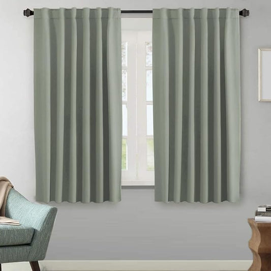 H.VERSAILTEX Blackout Curtains Thermal Insulated Window Treatment Panels Room Darkening Blackout Drapes for Living Room Back Tab/Rod Pocket Bedroom Draperies (2 Panels, Sea Grass, 52 x 63 Inch)