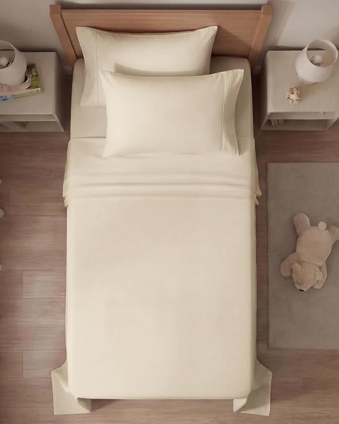 Twin 4 Piece Bed Sheet Set - Comfy, Breathable & Cooling Sheets - Wheat | Ultra Soft Hotel Luxury Bedding Set with 8-16 Inch Deep Pockets, 1 Flat & 1 Fitted Sheet & 2 Pillowcases, Wrinkle & Fade Free
